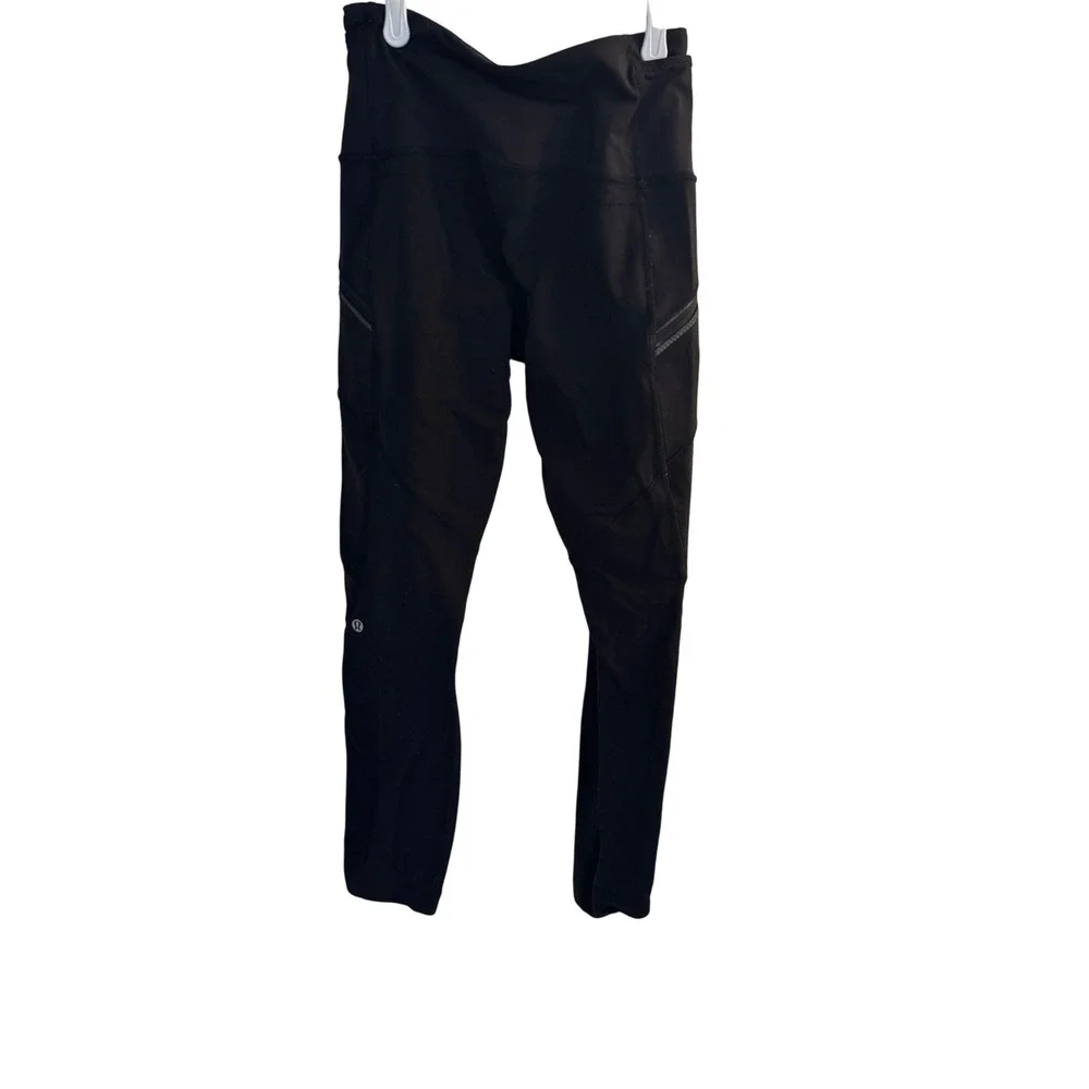 Lululemon Leggings Women's 4 Black Toasty Tech‎ Pocket Crop Activewear